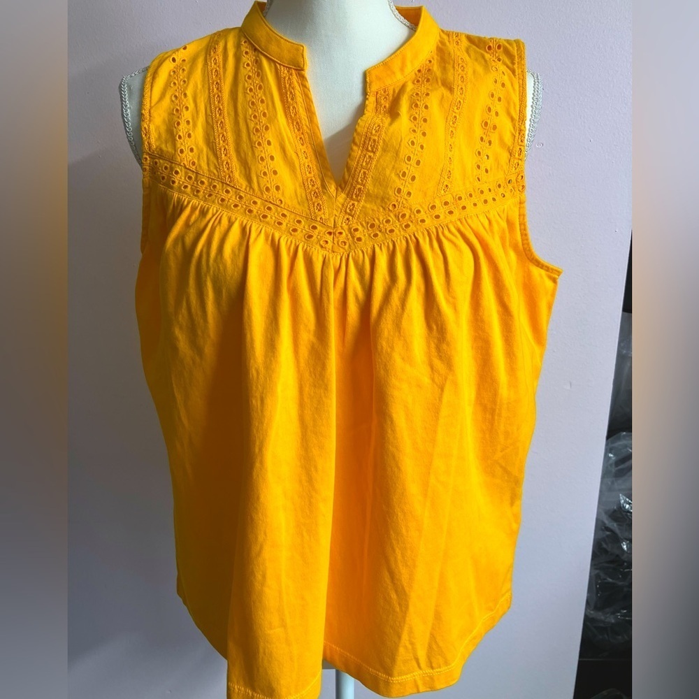 J. Crew Women’s Pullover Sleeveless Top, Medium, Yellow-Orange